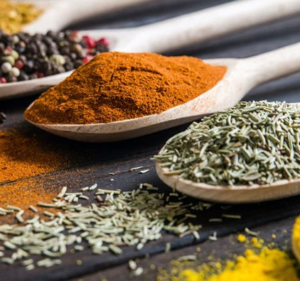 It shows different kinds of natural spices.