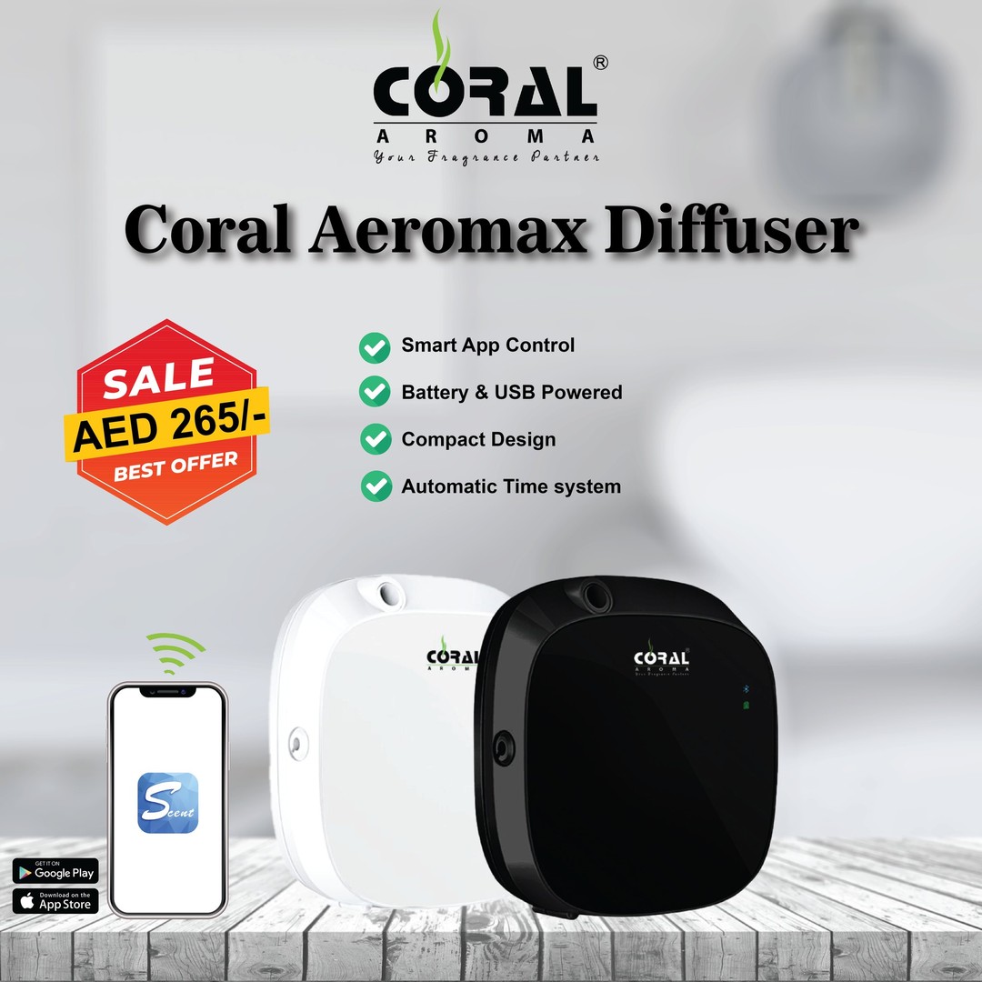 🔥Best Sale🔥
Get your Favourite Smart Compact Aeromax Diffuser now at just AED 265/-. Install and feel the aroma in your happy space💚 

✅ Smart App Control
✅ Battery & USB Powered
✅ Compact Design
✅ Automatic Time System
✅ Colour ⚫️⚪️

Order Now: https://www.coralaroma.com/product/aero-max-diffuser-machine/

#diffuserscents #diffuser #roomscents #roomfragrance #diffusermachine #scentdiffuser #aromaoil #fragrancemachine #coralaroma #uae #dubai #bestsale #weekendsalesoffer