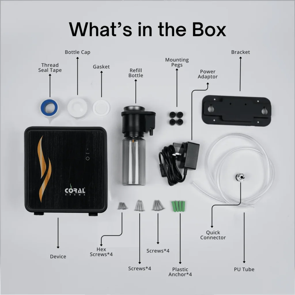 Box Contents of Scent Aura Diffuser