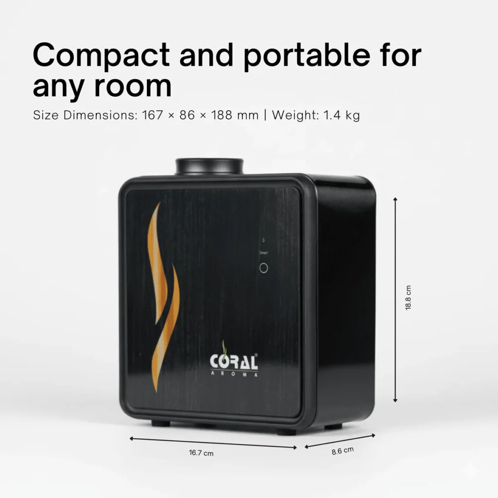 Showing the size and dimensions of the Scent Aura Diffuser