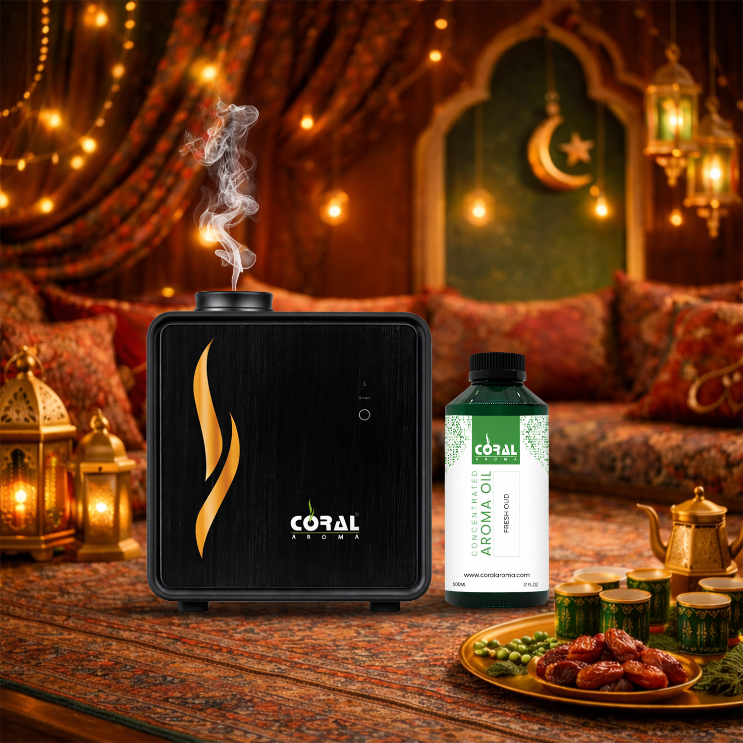 Scent Aura Portable Aroma Diffuser & Fresh Oud Aroma Oil – Ramadan Special