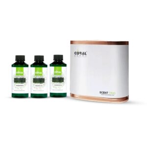 Coral Scent Trio Smart Diffuser Combo – Diffuser Machine + 3 x 200ml Selectable Aroma Oils