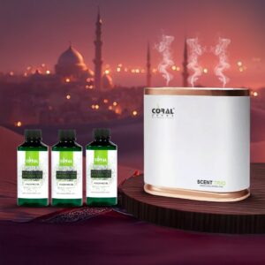Coral Scent Trio Smart Diffuser Combo – Diffuser Machine + 3 x 200ml Selectable Aroma Oils