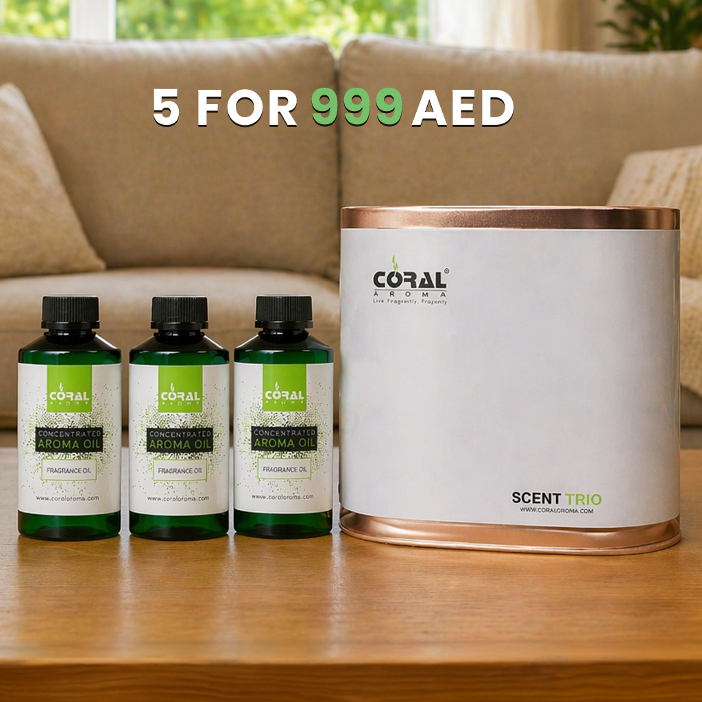 Coral Scent Trio Smart Diffuser + 3 x 200ml Selectable Aroma Oils