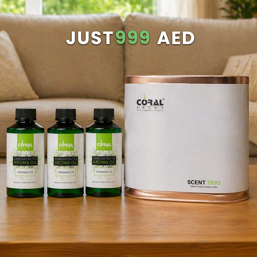 Coral Scent Trio Smart Diffuser + 3 x 200ml Selectable Aroma Oils